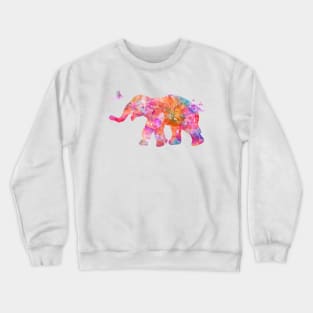 Pink Baby Elephant Watercolor Painting Crewneck Sweatshirt